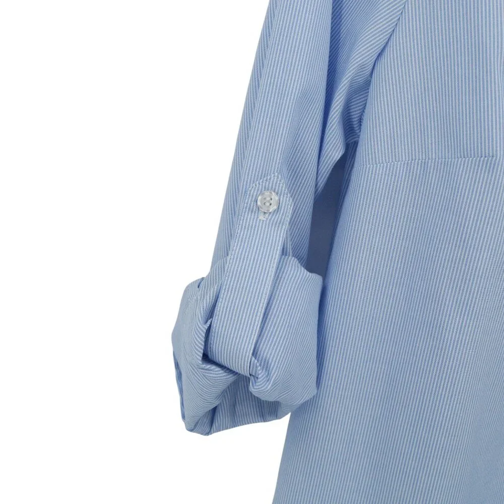 NWT Finley Jenna Striped Ruffled Tiered Shirt Dress Blue White Shirtdress S - Picture 6 of 8